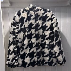 H&M Furry Houndstooth Coat
